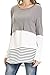 Charbolin Women's Breastfeeding and Nursing Long Sleeves Nave Blue Lace Striped Stitching Shirt Tops Clothes (M, Gray)