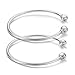 BENECREAT 16PCS/Set Ball Closure Adjustable Wire Blank Bracelet Expandable Bangle for DIY Jewelry Making, 2.4 Inches - Silver