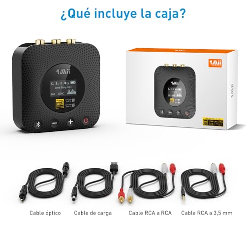 1Mii B06HD+ Bluetooth 5.3 High Resolution Music Receiver for Home Stereo with LDAC, HiFi Bluetooth Audio Adapter with Audiophile DAC, Volume Control, aptX HD, OLED Display