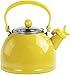 Calypso Basics by Reston Lloyd Harmonic Hum Whistling Teakettle with Glass Lid, 2.2-Quart, Lemon