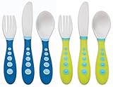 Gerber Stainless Steel Tip Kiddy Cutlery 6-Piece Set, Green/Blue