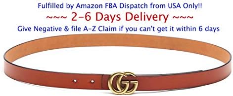 (2-7 Days Fast USA Deliver Guarantee Fulfilled by Amazon) Tiny Buckle Style Women Extra Slim Leather Belt~2.2cm Belt Width