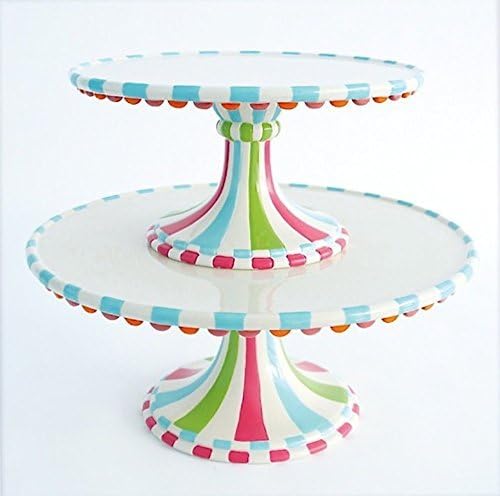 Set of 2: Glitterville Stacking Birthday Party Cupcake Town Pedestal Cake Stands, 8.5 Inch &amp; 11.25 Inch by Glitterville