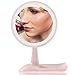 RUIXINLI Makeup Mirror with Rechargeable LED Lighting (USB Charger) - Round Shaped Touchscreen Dimmable LED light Vanity Mirror (Pink)