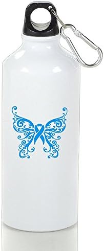 Cancer Ribbon Butterfly Aluminum Sports Water Bottle, Great For Outdoor And Sport Activities