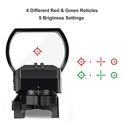 Feyachi Reflex Sight Red & Green Dot Gun Sight Scope 4 Reticles with 45