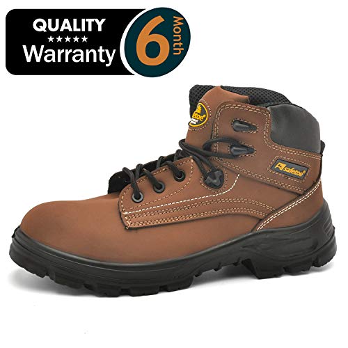 SAFETOE Men's Steel Toe Safety Boots Water-Resistant Lightweight Lace Up Leather Shoes, Brown, 12 D(M) US (Best Waterproof Safety Boots)