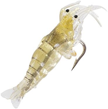 Hanxing Joint 1 9/10 Inch Clear Reseda Soft Realistic Shrimp Hook Sinking Lure Lot Half Dozen (6pcs)