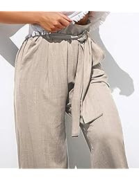 Pantalones largos de lino y algodón para dama