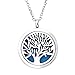 Zysta Essential Oil Diffuser Tree Life Necklace - Fragrance Aromatherapy Perfume Pendant Stainless Steel Locket with 6 Refill Pads and 24 Inch Chain