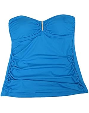 Women's Solid Shirred Bandeau Tankini