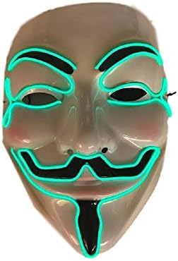 LED Halloween Costume Mask - V for Vendetta (Green)