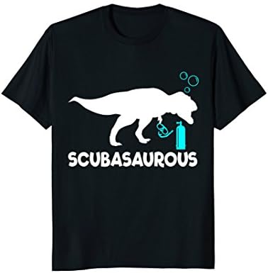 Mens Funny Scuba Dinosaur T-Shirt Gift (Diving Shirt) Medium Black