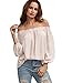 SheIn Women's Off The Shoulder Long Sleeve loose Top Blouse - Pink Medium