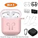 AirPods Case, Rockindeer 9 in 1 AirPods Accessories Set Protective Silicone Cover and Skin Compatible Apple AirPods Charging Case with Watch Band Holder/Ear Hook/Keychain/Strap/Carrying Box (Pink) primary