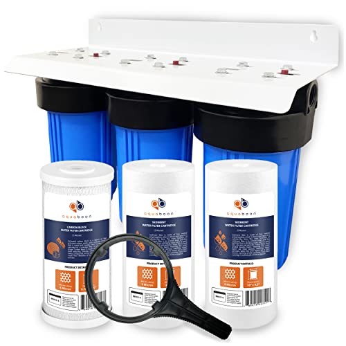 Aquaboon 10” x 4.5” 3Stage Whole House Water Filter System (1"Port)+ Bracket+ Sediment And