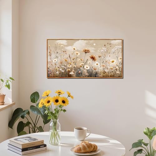 SERIMINO Modern Living Room Decoration Paintings, Frames for Large Decorative Canvas, Vintage Decorative Flowers Prints, Paintings, Nature, Hallways, Dining Room, Bedroom, 50 x 100 cm