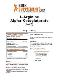 Suplememto BulkSupplements Pure AAKG (con L Arginina y a cetoglutárico) en polvo, 1