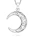 925 Sterling Silver Celtic Knot Crescent Moon Pendant Necklace, 18