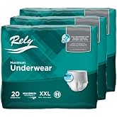Rely&reg; Maximum Protective Underwear, Disposable, XXLarge (68&ndash;80"), 60 Count