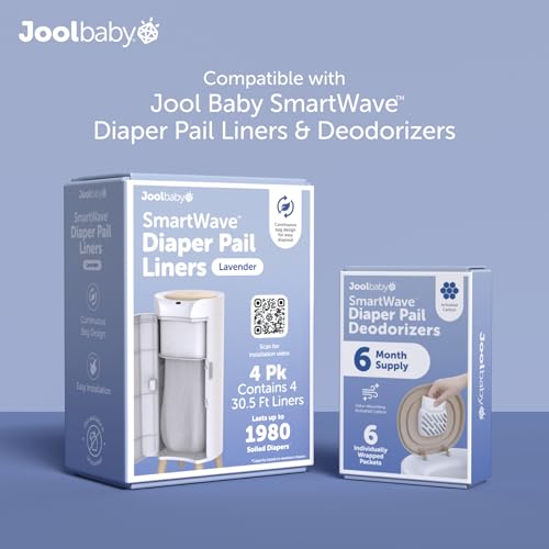 Jool Baby SmartWave Plus Diaper Pail & Refill – Motion Sensing Lid with Odor Lock – Compatible with Regular Trash Bags – Holds up to 50 Newborn Diapers