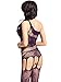 Amoretu Womens Floral Fishnet One Shoulder Open Crotch Bodystocking, Purple, One Size