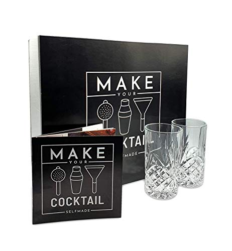 MAKE YOUR COCKTAIL 12 Teiliges Barset mit 6 Bartools + 2 Kristall Longdrink Gläsern + 1 Rezept Buch + 2 Brasilianischen… – Bild 3