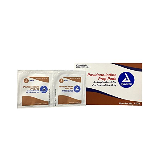 Dynarex Povidone-Iodine Prep Pads - Pack of 100 Pads