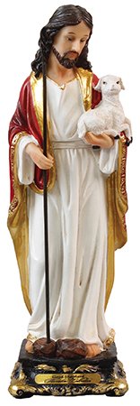 8" / 200mm Good Shepherd Italian Florentine Resin Statue Jesus