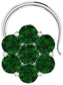 BuyByClick 925 Sterling Silver Nosepin Stud with White Gold Plated Beautiful Green Swarovski Crystals For Women