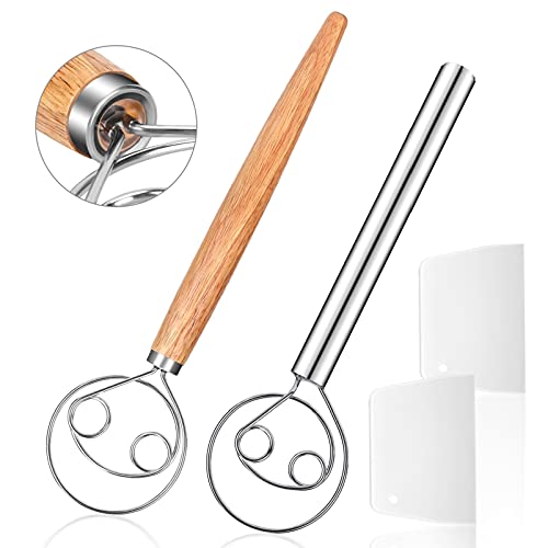 2 Pack Danish Dough Whisks, Premium Danish Dough Whisk Set Include 1