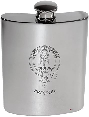 Preston 超定番 Family Crest 6oz Pewter Flask Kidney Polished