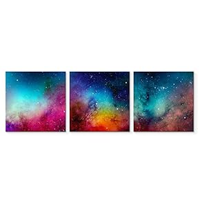 3 Piece Canvas Wall Art for Living Room Bedroom Home Artwork Vast Starry Sky Paintings Ready to Hang - 12"x12"x3 Panels