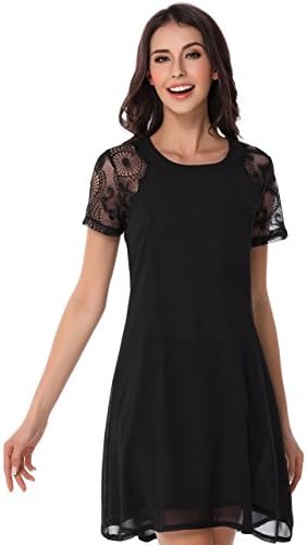Tara Seagull Women's Classic Summer Beach Casual Flared Dress M Black