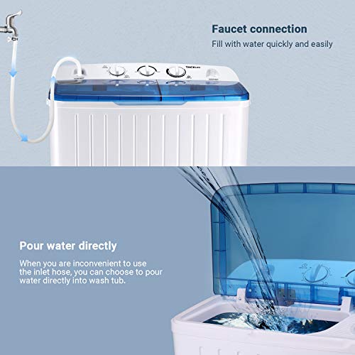 Portable Washing Machine, TACKLIFE 17.6lbs Twin Tub Mini Washing