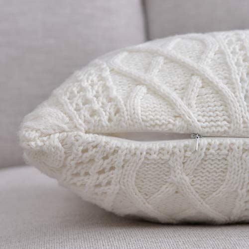Lumbar Decorative Throw Pillow Cover Sweater Knit Rectangular Cushion Case for Couch, Chair, Bed and Home Accent Decor, 12 x 20 Inch / 30 x 50 cm Beige