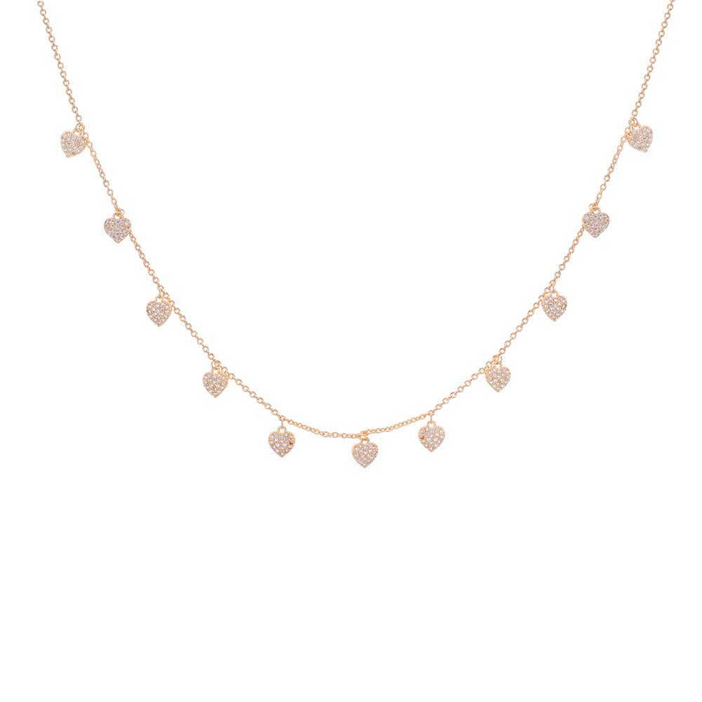 Necklace Multi Love Pendant Glossy/with Cubic Zirconia Crystal Rose Gold Silver Clavicle Chain Mini Fashion Jewelry for Women/Girl’s Valentine's Day Gifts