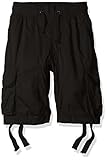 Southpole Big Boys' Jogger Shorts with Cargo Pockets in Basic Solid Colors, Black (New), Medium