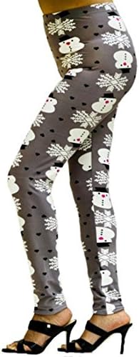 TJ CLOTHES Womens Regular Plus XPlus Christmas Pattern Printed Leggings (Snowman_XPLD8, X Plus One Size)