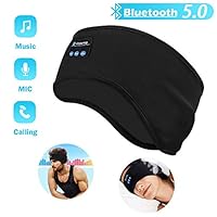 Sleep Headphones Bluetooth Headband, Soft Sleeping Bluetooth 5.0 Wireless Music Sport Headbands Eye Mask Long Time Play Sleeping Headsets with Built -in Speakers for Workout, Running, Yoga,Air Travel