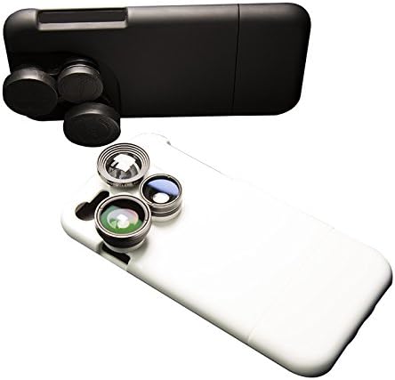 Universal Professional HD Camera Lens Kit For iPhone 6 Plus / 6s / 6 Lens Case 4 in 1 Phone case Slide Design to Change Among Wide Angle Fisheye 2X/20X Zoom Telephoto 10X/20X Macro Lens (Black,6plus)