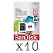 SanDisk Ultra 8GB UHI-I/Class 10 Micro SDHC Memory Card Up To 48MB/s With Adapter- SDSDQUAN-008G-G4A (Pack of 10)