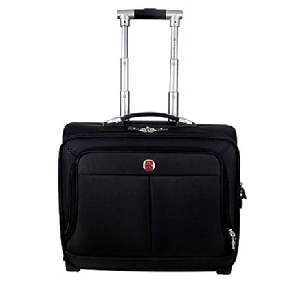 DI GRAZIA 16-inch Black Swiss Military Knife Type Rolling Business Suitcase Bag with 2 wheels