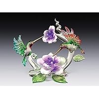 DAR Giftware Blown Glass Hummingbirds and Flowers Figurine Collectible 4 Inches Tall