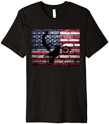 Mens American Flag Dirtbike Motocross Motorcycle Vintage T-Shirt Medium Black