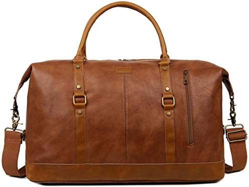 BAOSHA Leather Travel Duffel Tote Bag Overnight Weekender Bag Oversized for Men and Women HB-14 (Brown) 6 BAOSHA Leather Travel Duffel Tote Bag Overnight Weekender Bag Oversized for Men and Women HB-14 (Brown)