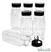 RoyalHouse - 6 Pack 14 Oz Plastic Spice Jars with Black Cap, Clear and Safe Plastic Bottle Containers with Shaker Lids for Storing Spice, Herbs and Seasoning Powders, BPA Free, Made in USA