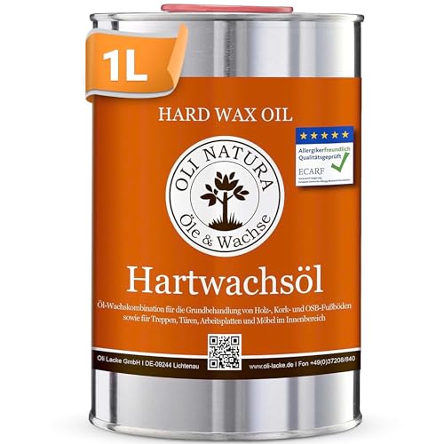 Olio di cera dura OLI-NATURA testato, anallergico, certificato per alimenti, 1 l, incolore – naturale