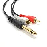 kenable 6.35mm 1/4 inch Mono Jack Plug to Phono RCA Plugs Screened Audio Cable 2m (~6 feet)