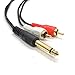 kenable 6.35mm 1/4 inch Mono Jack Plug to Phono RCA Plugs Screened Audio Cable 2m (~6 feet)